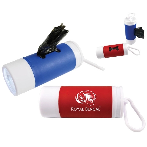 Dog bag dispenser equipped with clip, 25 bags, and bright flashlight.... from ASI 57956 Graphco line