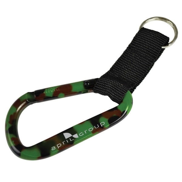 Combination camo carabiner and keyring with 2.25" black strap.... from ASI 57956 Graphco line