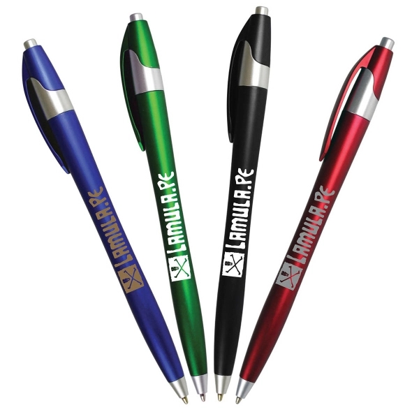 Matter European design ballpoint pen with colored barrel and silver accents.... from ASI 57956 Graphco line