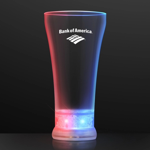 Blank or Imprinted. Red, White & Blue LED Pilsner Glass.... from ASI 34194 ALightPromos / Alight Promotional Products
