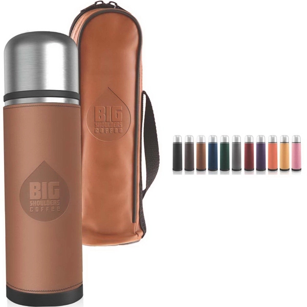 17 oz. insulated stainless steel bottle with cup/lid and push button... from ASI 71920 Moderne Glass Company Inc / Glass America®