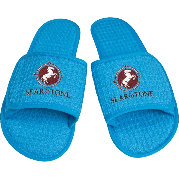 Waffle weave open toe slippers with hook and loop closure.... from ASI 90913 Terry Town