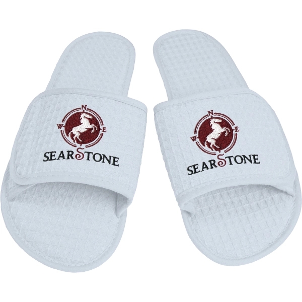 Waffle weave open toe slippers with hook and loop closure.... from ASI 90913 Terry Town