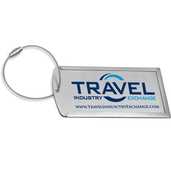 2 1/2" x 4 1/4" brushed stainless steel two-piece luggage tag... from ASI 62660 Innovation Line