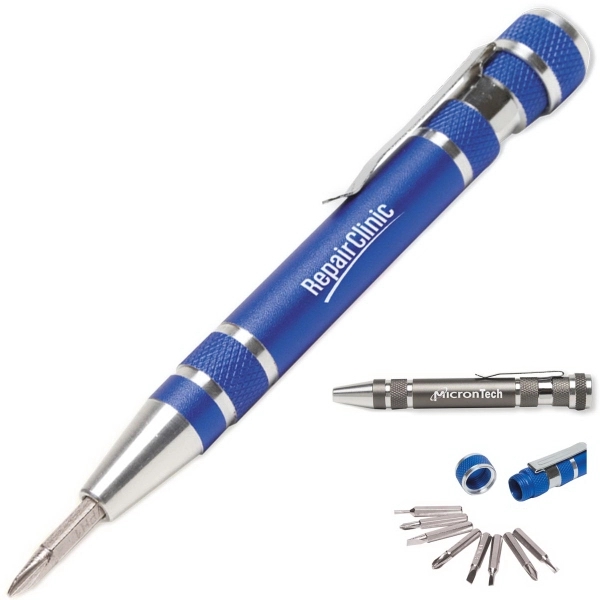 4 1/4" x 1/2" steel pen-shaped screwdriver with eight stored bits... from ASI 62660 Innovation Line
