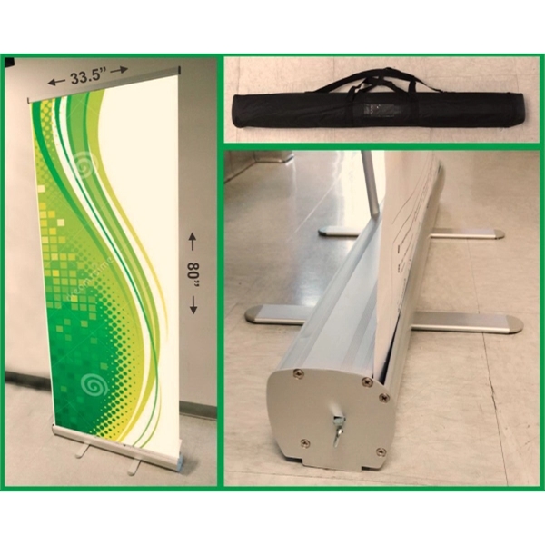 33.5" x 80" retractable promotional banner stand.... from ASI 30442 Above & Beyond Advertising Products / PromoAdLine