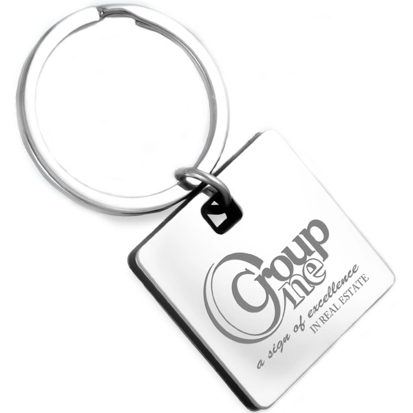 Cube shaped metal keyholder with shiny chrome and black accents.... from ASI 62660 Innovation Line