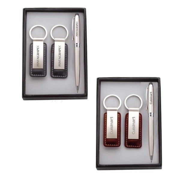 Pen and leather keychain set.... from ASI 46755 Cosmo Promos
