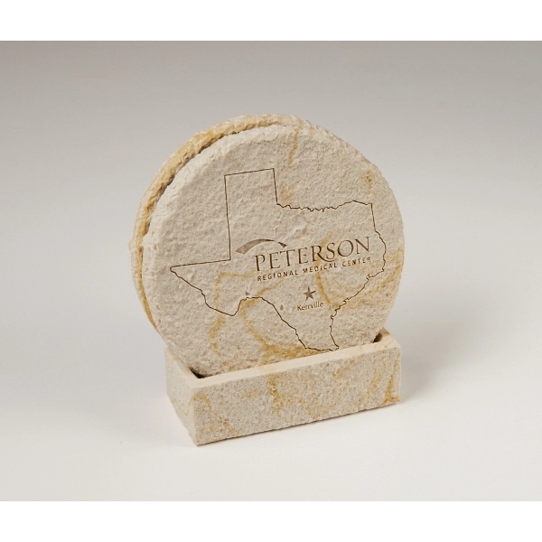 2 Piece Round Limestone Coaster Set... from ASI 89860 StoneyCreek