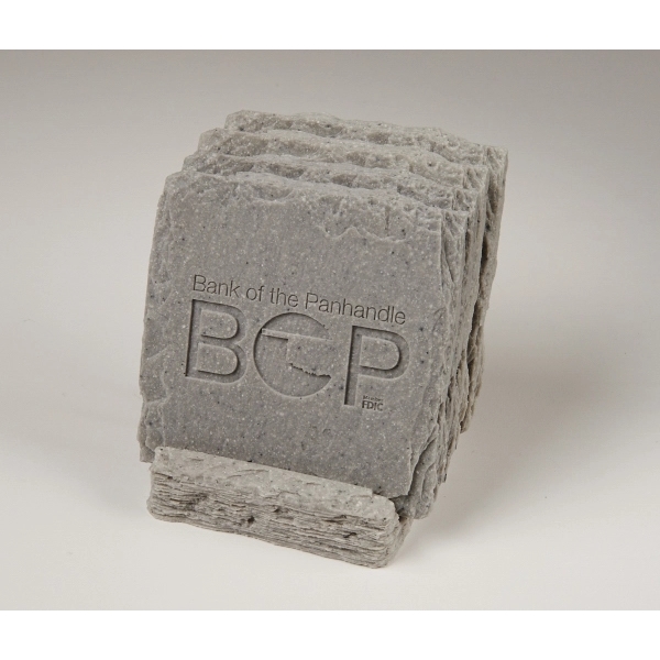 4-Pc Square Slate Natural Coaster Set... from ASI 89860 StoneyCreek