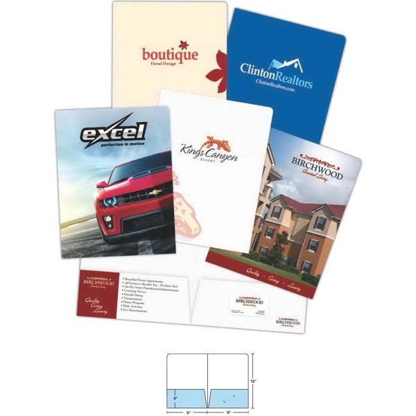 2-pocket folder measuring 9" x 12". Printing on front, back, and... from ASI 52480 Enduraline