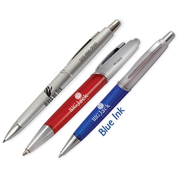 Ballpoint click action pen with a translucent colored barrel or solid... from ASI 57956 Graphco line