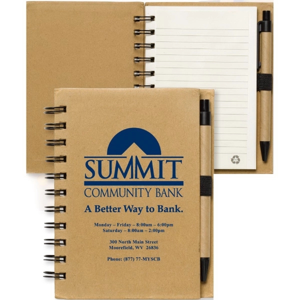Eco-inspired 60-page spiral notebook with cardboard cover, pen loop and pen.... from ASI 62660 Innovation Line