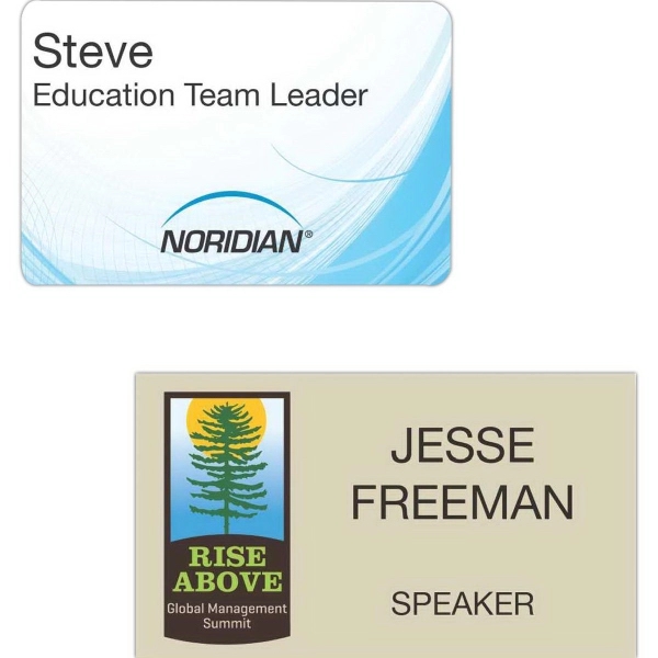 Deluxe UV inkjet imprint 1/16" thick badges with fastener in 1-5,... from ASI 59080 Halls & Company