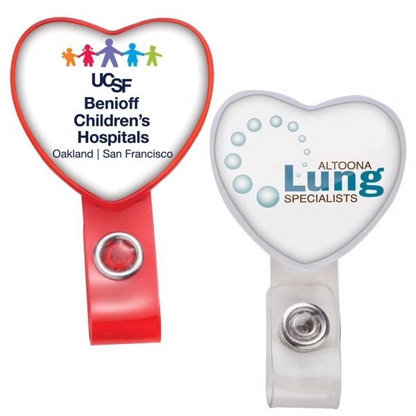 Badge holder with heart shape decorating area and swivel bulldog clip,... from ASI 49470 DEVARA