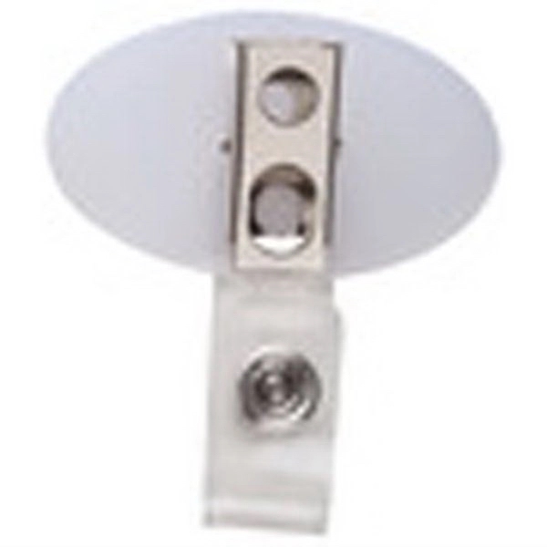 Badge holder with oval shape decorating area and swivel bulldog clip,... from ASI 49470 DEVARA