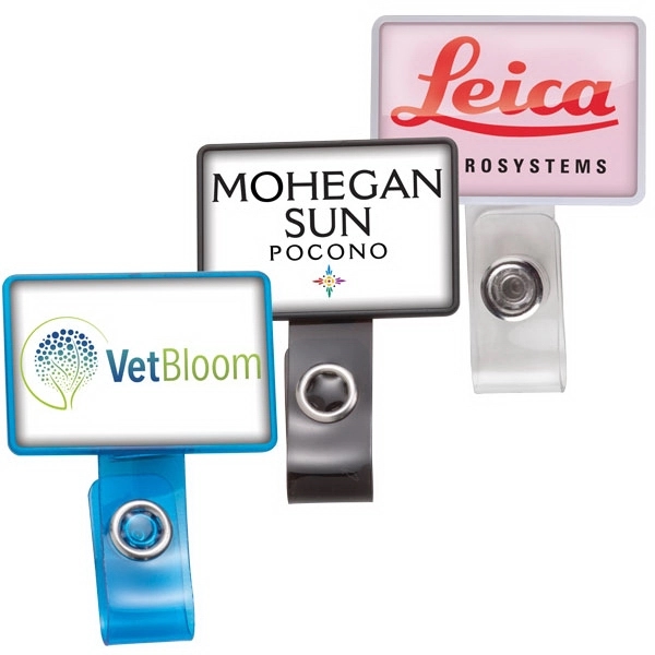 Badge holder with rectangle  decorating area and swivel bulldog clip,... from ASI 49470 DEVARA