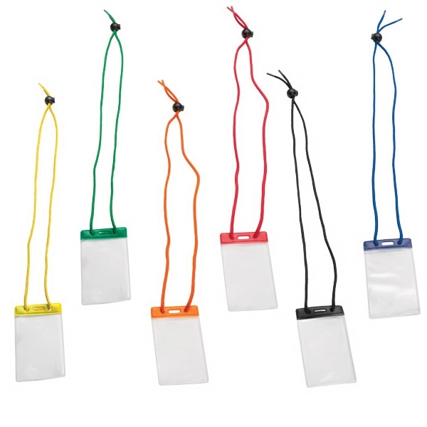 Small Vertical corded card holder with adjustable nylon cord lock.... from ASI 49470 DEVARA