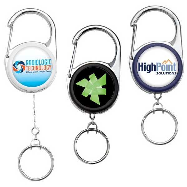 Heavy duty Carabiner key reel with chrome back. 18"  nickel... from ASI 49470 DEVARA