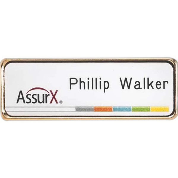 Framed UV inkjet imprint 1/16" thick badges with fastener in assorted... from ASI 59080 Halls & Company