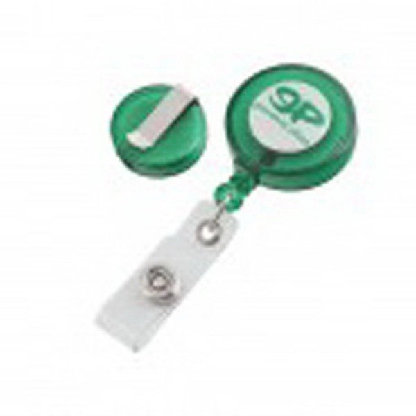Round plastic clip on badge reel with clear strap.... from ASI 62088 IDProductsource