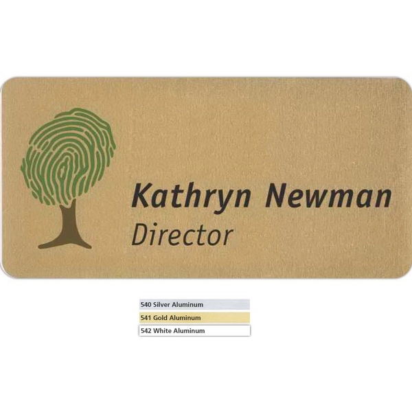.020" thick UV inkjet rectangular aluminum badge in assorted shapes and... from ASI 59080 Halls & Company