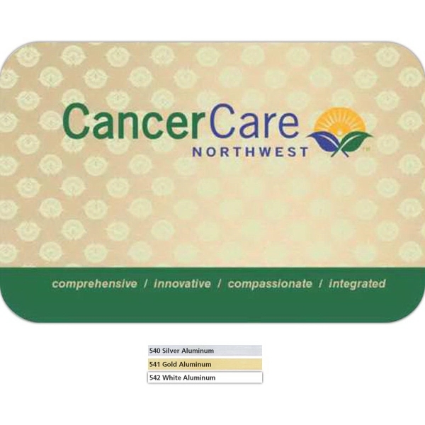 Sublimated aluminum badge with magnet or pin fastener in assorted shapes... from ASI 59080 Halls & Company