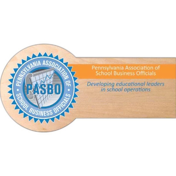 UV inkjet 1/16" thick logo wood badge with pin fastener.... from ASI 59080 Halls & Company