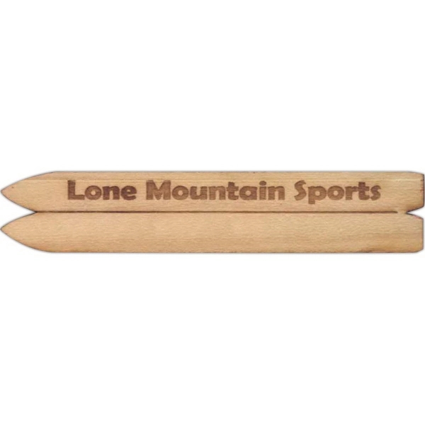 Customizable laminate laser-engraved 1/16" thick wood badges with pin fastener.... from ASI 59080 Halls & Company