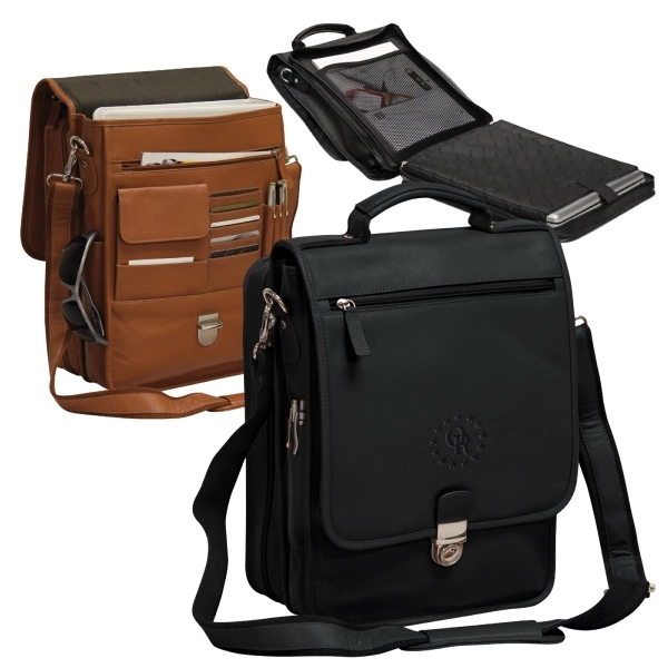 Vertical case made of tanned Columbia cowhide with flap. TSA friendly... from ASI 79384 Preferred Nation Inc / Preferred Nation