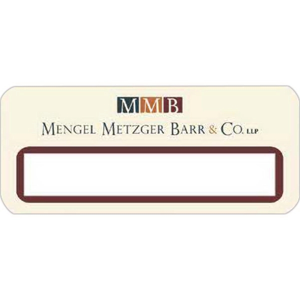 Small rectangular 070" thick full-color window nametag badges in 1 1/2"... from ASI 59080 Halls & Company