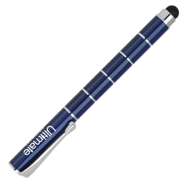 4 1/2" cap off aluminum ballpoint pen with stylus with chrome... from ASI 40544 Binaco / Binaline