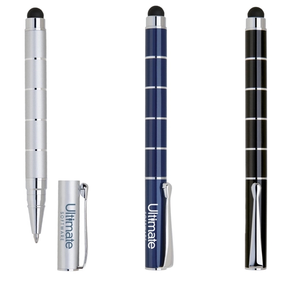 4 1/2" cap off aluminum ballpoint pen with stylus with chrome... from ASI 40544 Binaco / Binaline