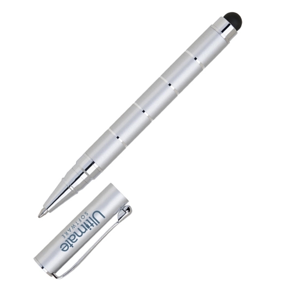 4 1/2" cap off aluminum ballpoint pen with stylus with chrome... from ASI 40544 Binaco / Binaline