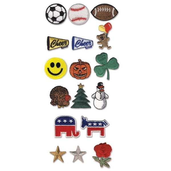 Stock design stickers with embroidery and peel and stick backing.... from ASI 90160 Suntex Industries