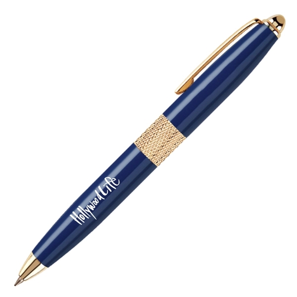 Beautifully heavy brass twist action ballpoint pen with diamond cut middle... from ASI 40544 Binaco / Binaline