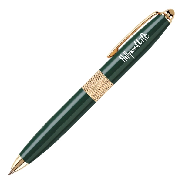 Beautifully heavy brass twist action ballpoint pen with diamond cut middle... from ASI 40544 Binaco / Binaline