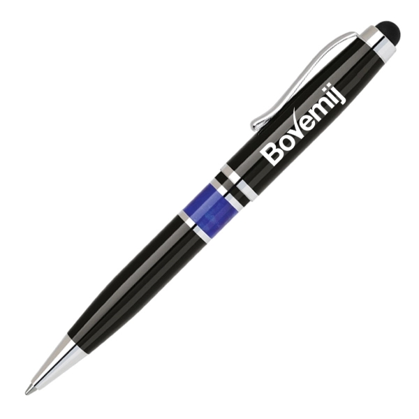 Stylish and beautifully crafted brass ballpoint pen with stylus. Resin center... from ASI 40544 Binaco / Binaline