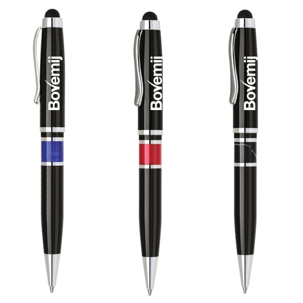 Stylish and beautifully crafted brass ballpoint pen with stylus. Resin center... from ASI 40544 Binaco / Binaline