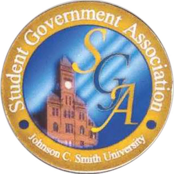 Full color laminated lapel pin with steel or brass backing.... from ASI 59080 Halls & Company