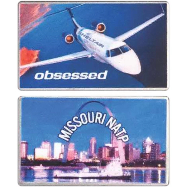 Full color laminated lapel pin with steel or brass backing.... from ASI 59080 Halls & Company