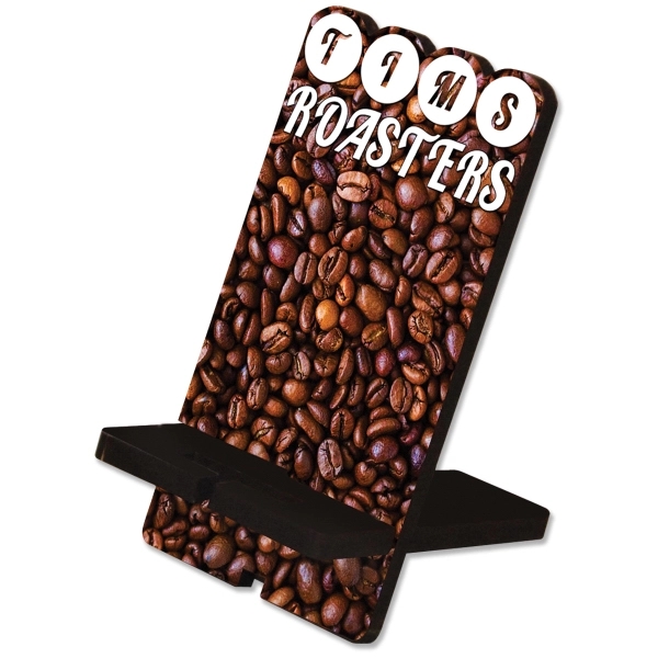 1/4" thick wood phone stand with full color graphics.... from ASI 72521 Morris Magnets / Laser Cuts
