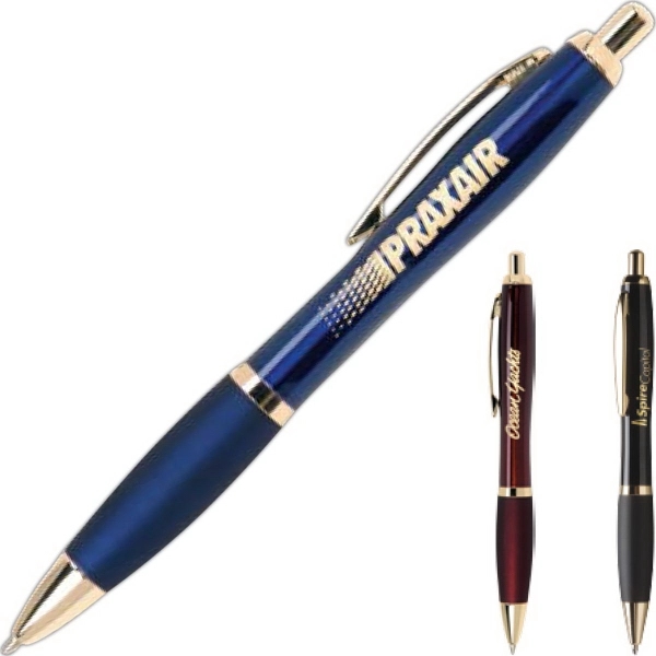 Click-action executive ballpoint pen with reflective grip, hourglass shape, and enamel... from ASI 61966 HPG / Hub Pen