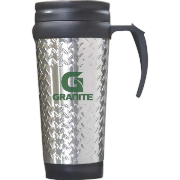 14 oz. stainless steel travel mug with plastic liner and twist-on,... from ASI 71920 Moderne Glass Company Inc / Glass America®