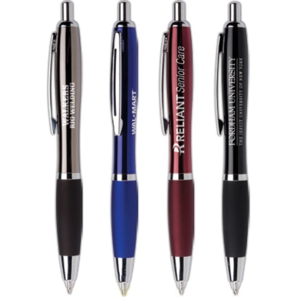 Santorini Torch pen features ergonomic pen body w/Blue Ink tip that... from ASI 61966 HPG / Hub Pen