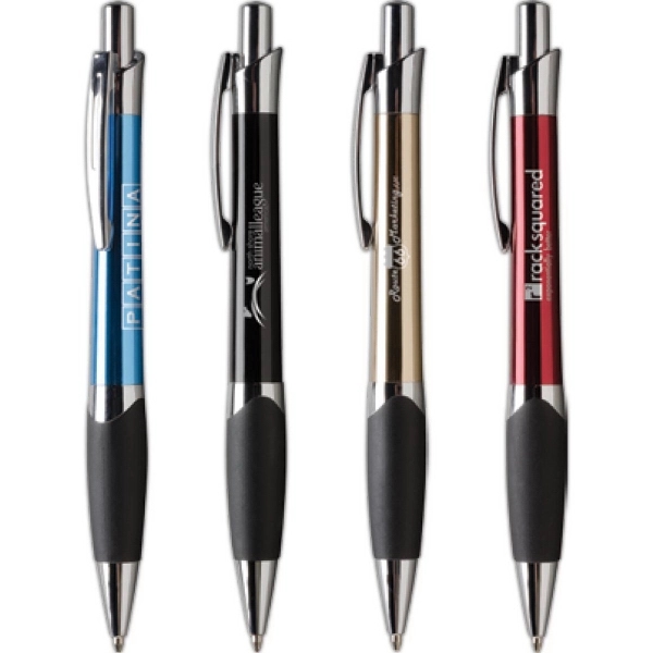Imprezza click action ballpoint pen is available in metallic colors, sculpted... from ASI 61966 HPG / Hub Pen