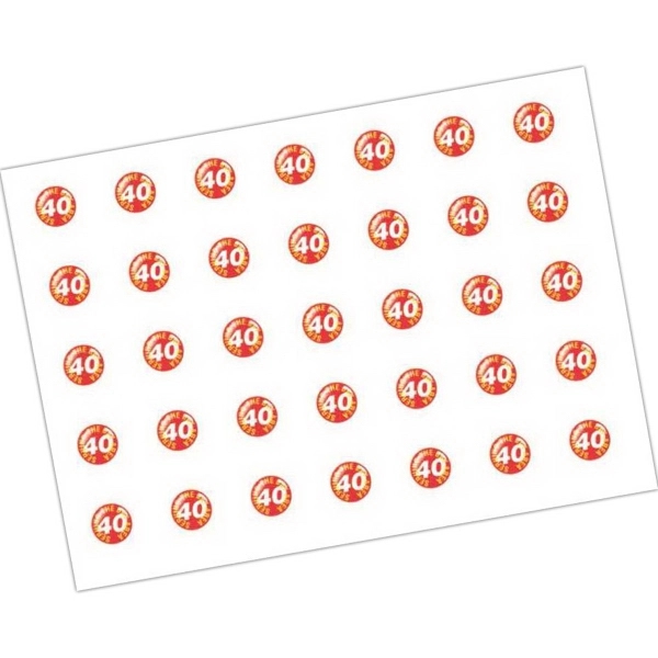 Dome dots shipped on 5" x 5" sheets.... from ASI 59080 Halls & Company