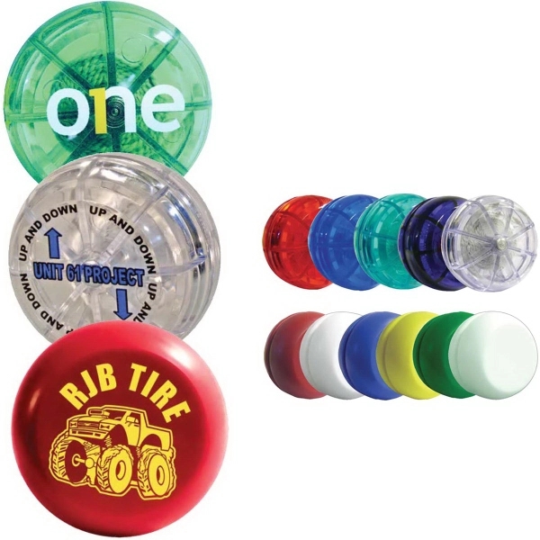 Promotional yo-yo that measures 2" and can be customized.... from ASI 55675 Galaxy Balloons Inc / Galactic Fun Time Line