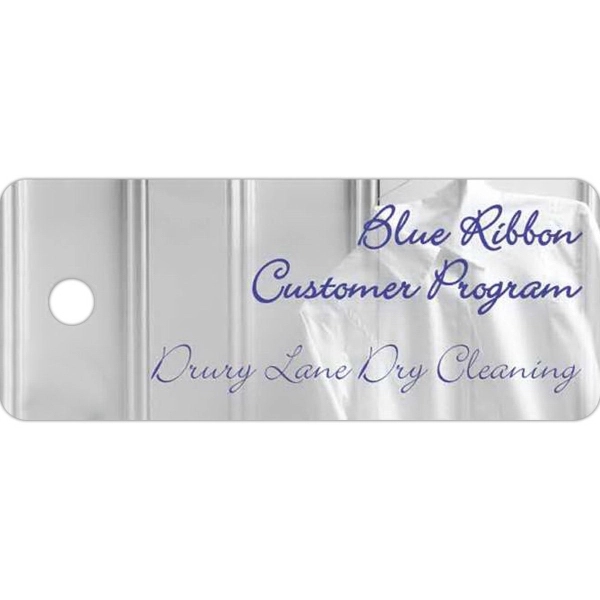 .030" thick loyalty tag made of plastic.... from ASI 59080 Halls & Company