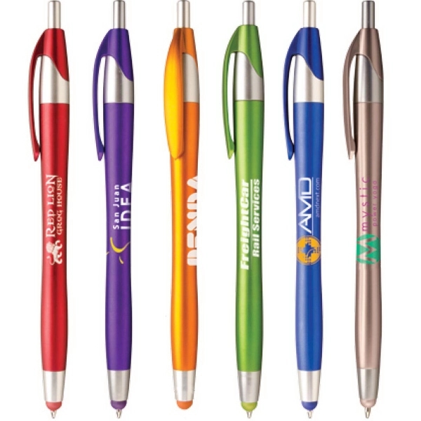 Plastic ballpoint pen with six vivid metallic colors with matching colored... from ASI 61966 HPG / Hub Pen